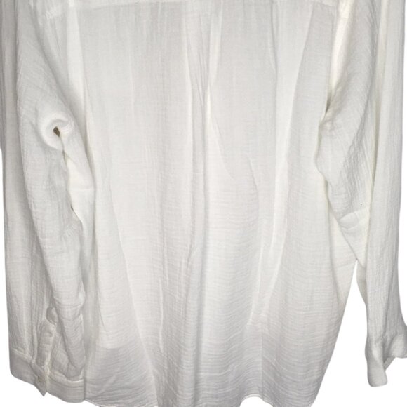 ana Shirt Womens 2XL White Gauze Long Sleeve Relaxed Fit Henley - Picture 8 of 14